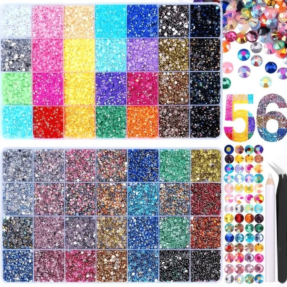 Resin Jewelry Kit - マルチカラーレジンラインストーンキット、混合サイズ、DIYデコレーションネイルアートラインストーン、キラキラ輝くダイヤモンドアートジェリーラインストーン