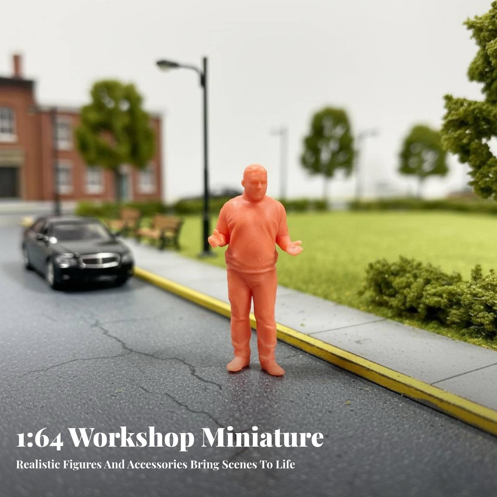 Resin Craft Workshop - 1/64スケールジオラマ用レジン製修理工フィギュア、ワークショップシーン、未塗装モデルカー展示用アクセサリー、クラフト