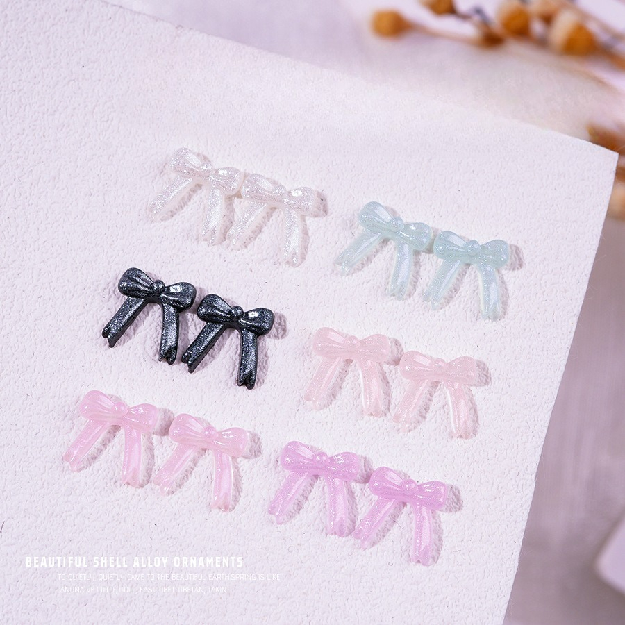 Resin Glitter Pack - 100個/パック 新しいグリッターボウタイ 暗闇で光るパッチ DIYレジンアクセサリー イヤリング ヘアクリップ