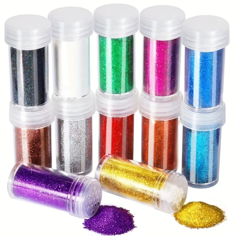 Resin Glitter Pack - 12パック エクストラファイン グリッター クラフトパウダー シェイクジャー マルチアソートセット