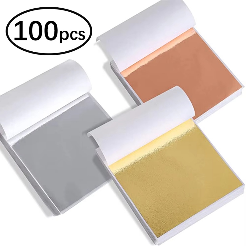 Gold Foil Flakes - 100枚入り 模造金銀銅箔紙 DIY樹脂キャンドル石膏クラフトリーフフレーク金箔シート アートネイル ホームデコレーション