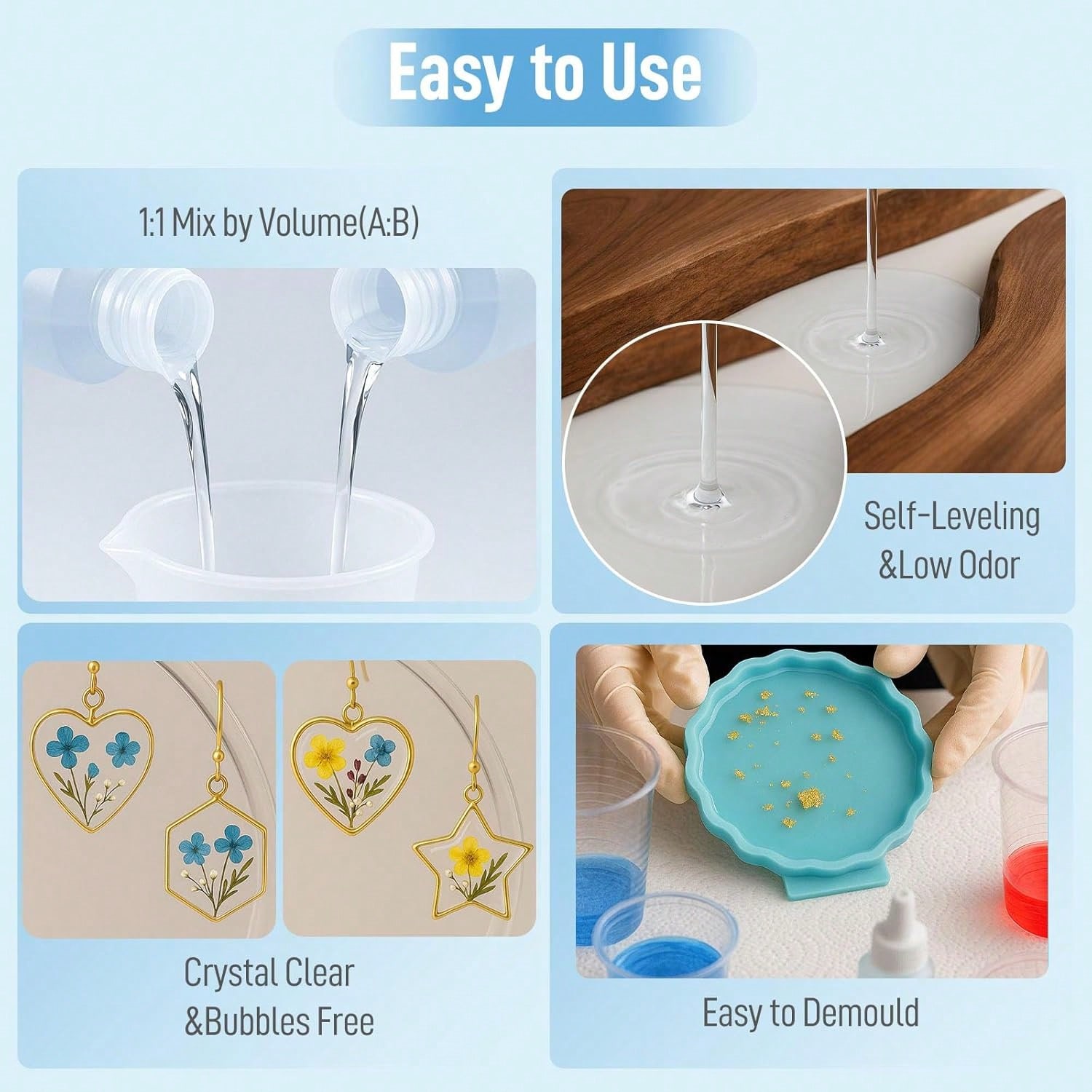 クリスタルクリアエポキシ樹脂 1:1 キット 速硬化性 黄変 - Resin Jewelry Kit のレビューと価格