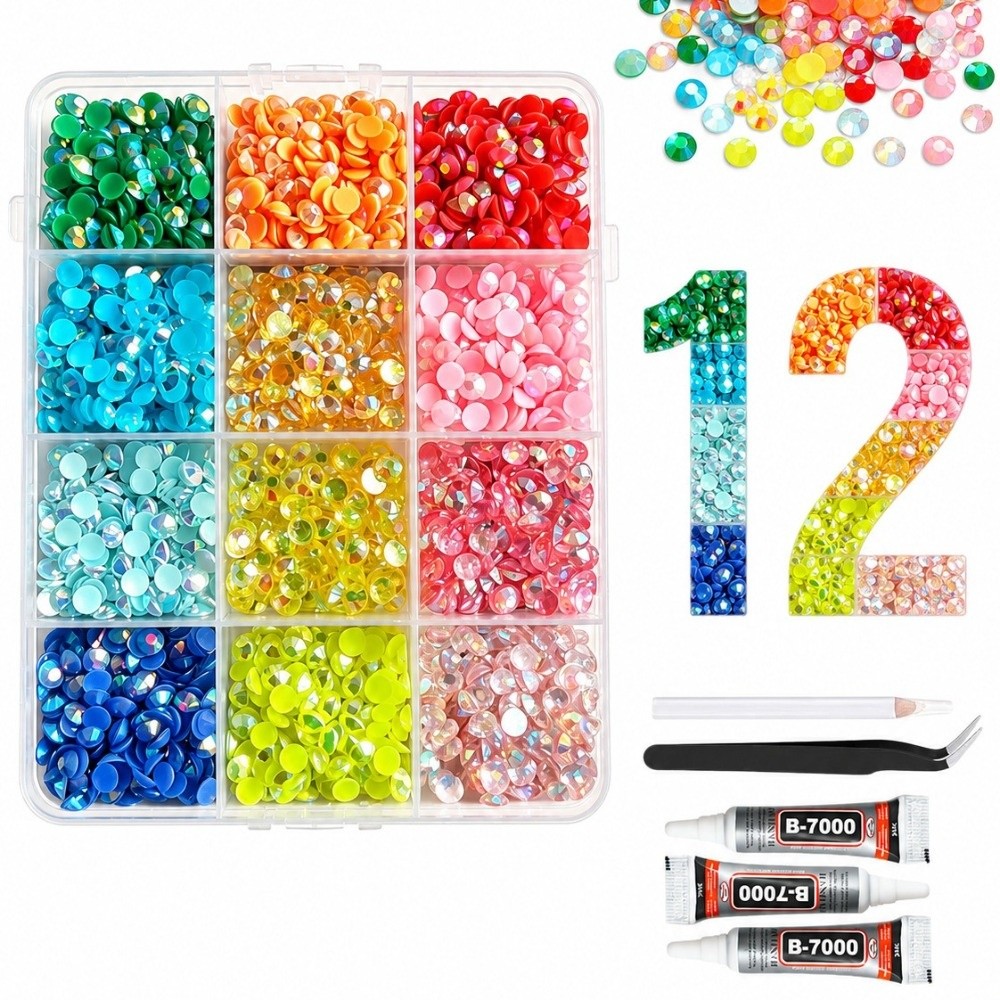 マルチカラーレジンラインストーンキット、きらめくミックスサイ - Resin Jewelry Kit のレビューと価格
