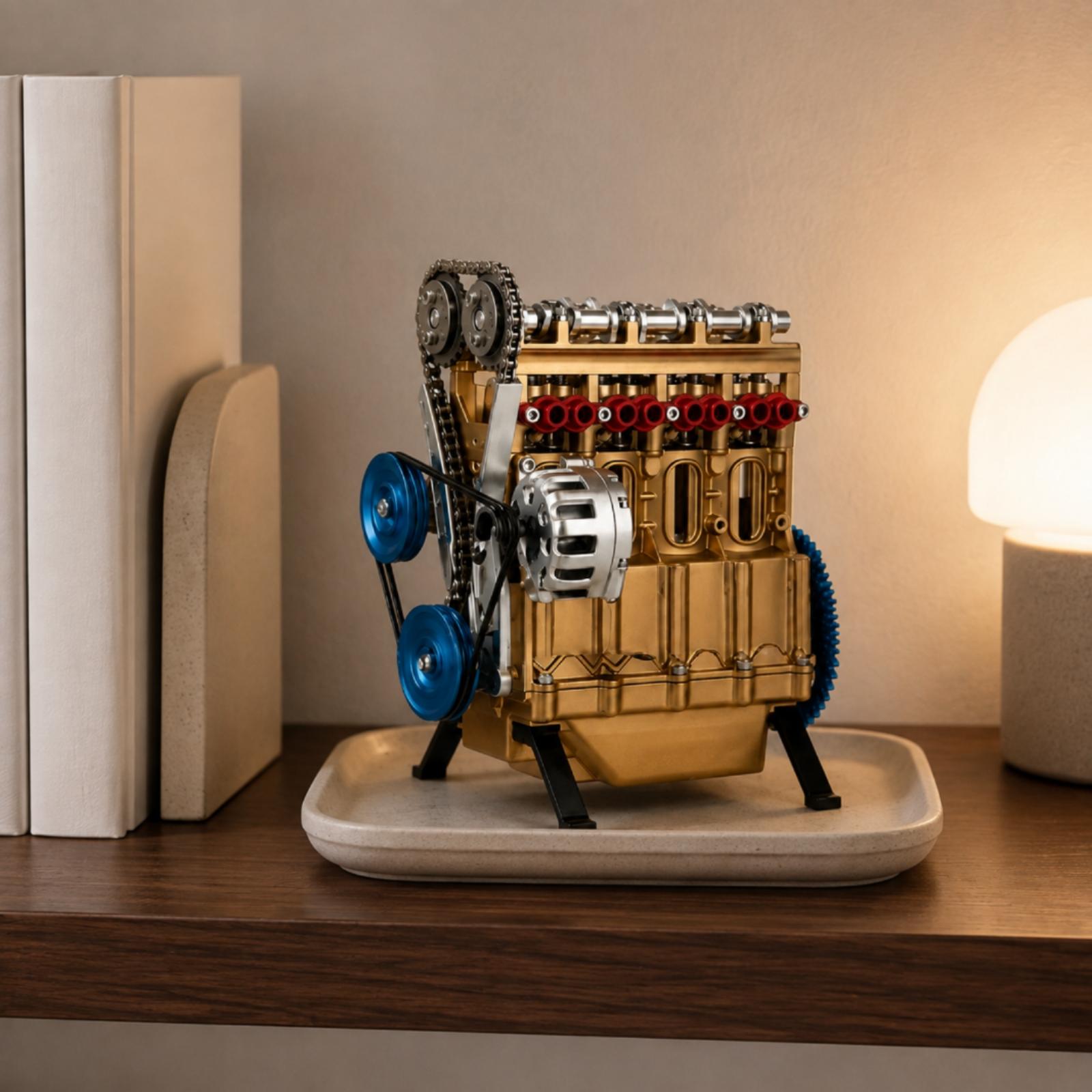 精巧な歯車とプーリーを備えた、ヴィンテージ風のエンジン模型。 - Resin Craft Workshop のレビューと価格