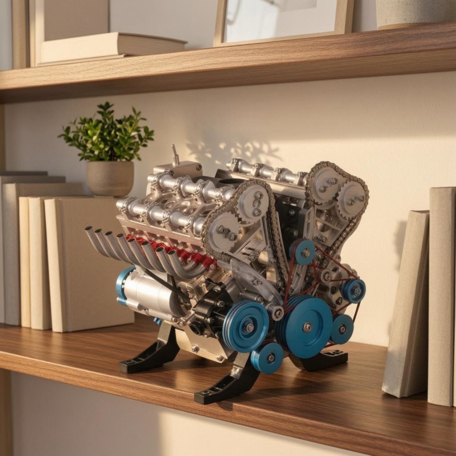 精巧な歯車とプーリーを備えた、ヴィンテージ風のエンジン模型。 - Resin Craft Workshop のレビューと価格
