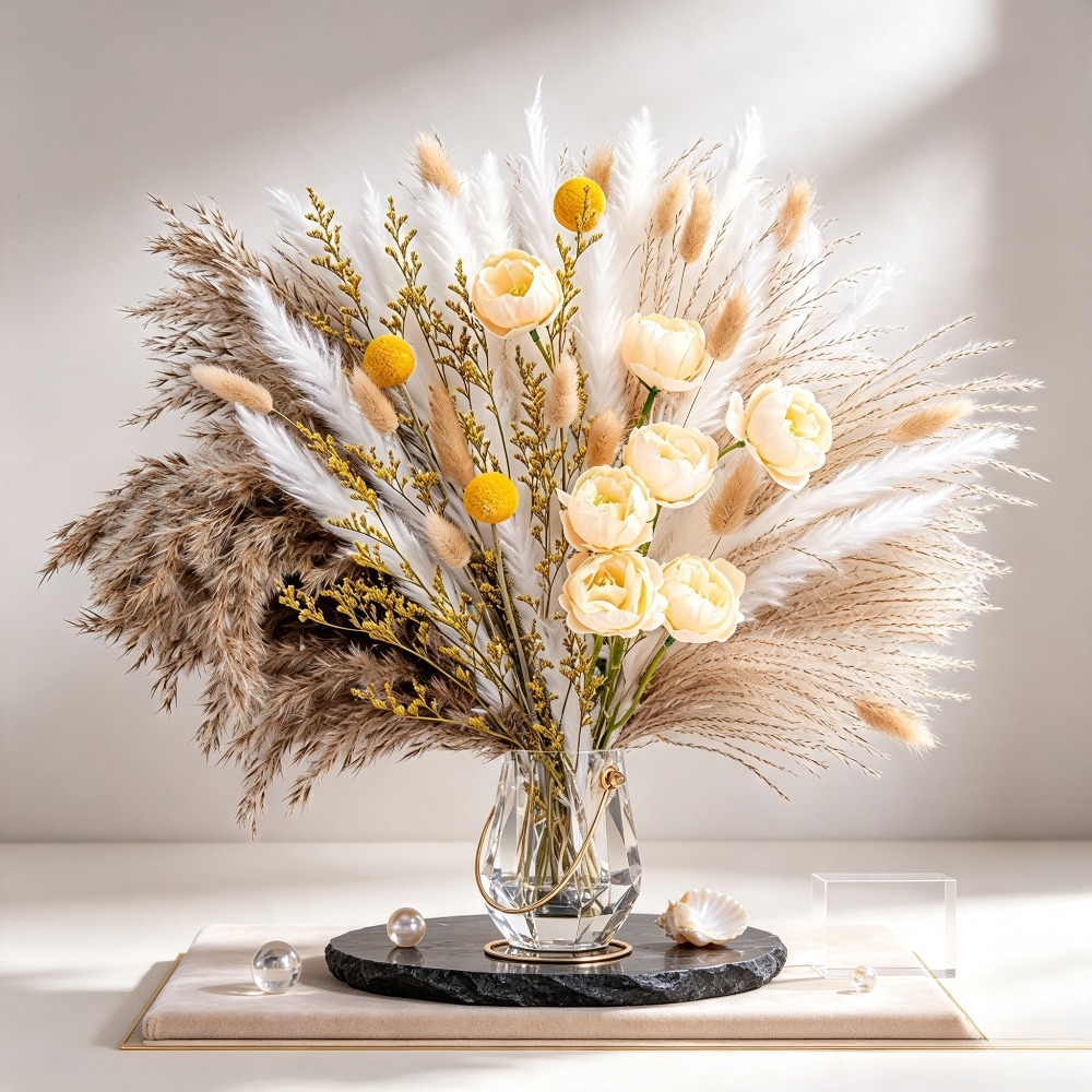 ミックスドライフラワーブーケ、パンパスグラス、バニーテイルグ - Dried Flower Bulk のレビューと価格