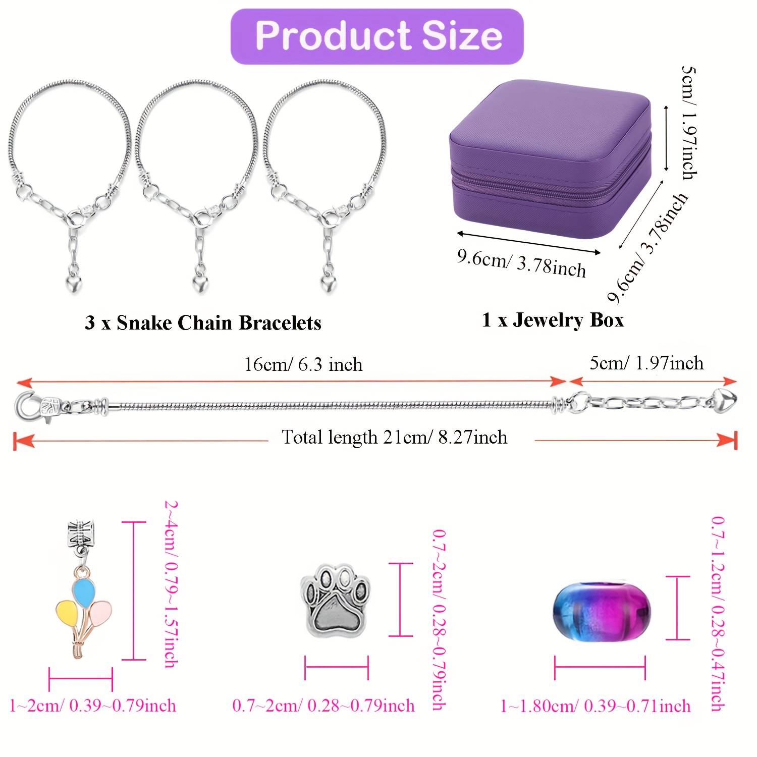68個入りビーズキット。紫色のジュエリーボックスとピンク色の - Resin Jewelry Kit のレビューと価格