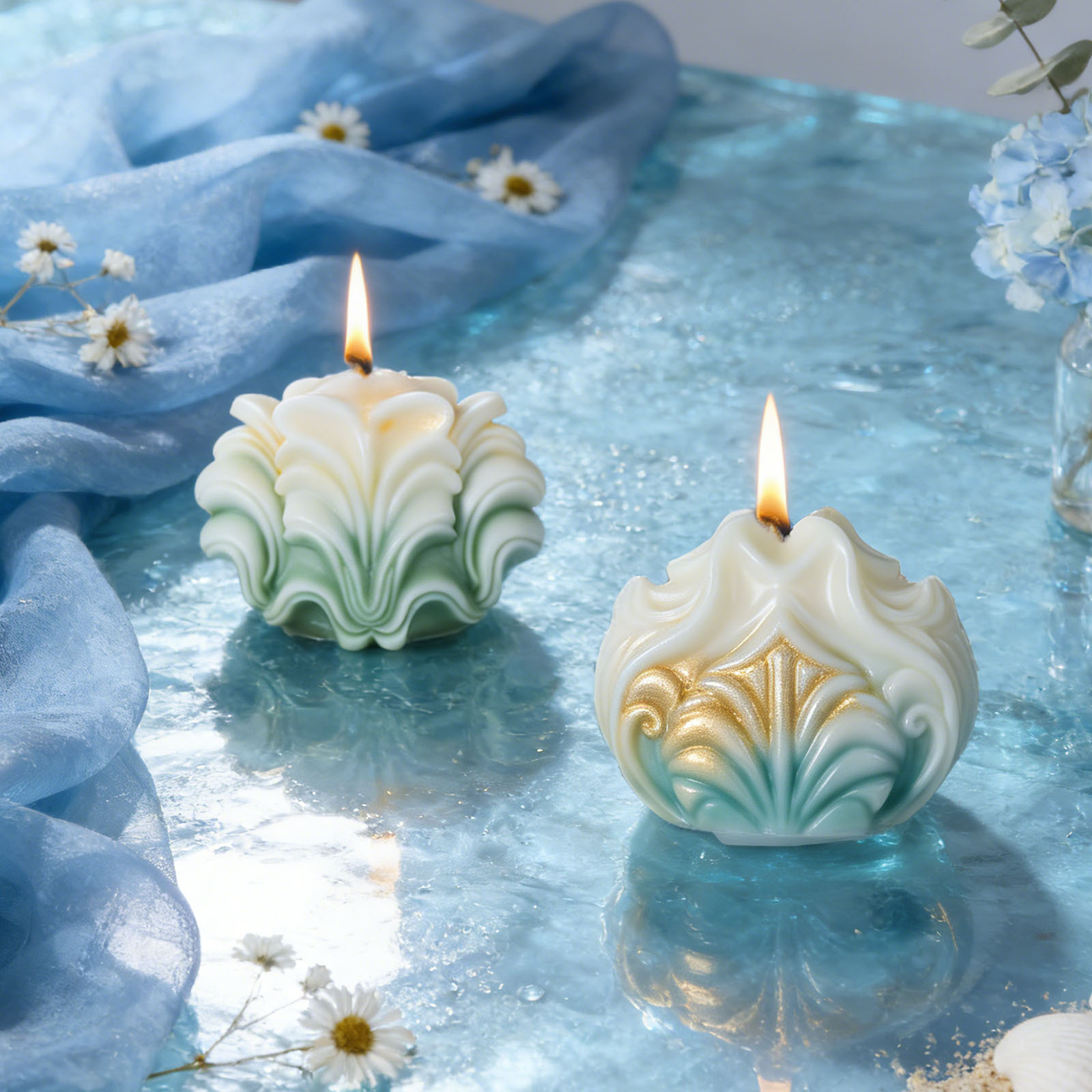大型オーシャンシェルキャンドルシリコンモールドキャンドルウェ - Resin Ocean Wave Mold のレビューと価格
